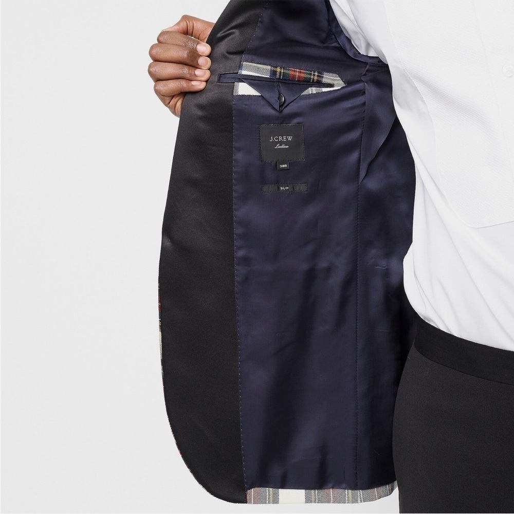 J Crew Ludlow shawl-collar dinner jacket snowy Stewart tartan English wool 38R - Picture 11 of 16